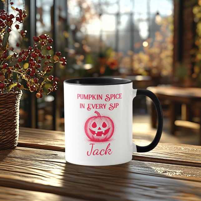 Custom Neon Halloween - Red Pumpkin Design Mug (Creator Uploaded)
