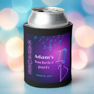 Custom Neon Karaoke Night Bachelor Party  Can Cooler