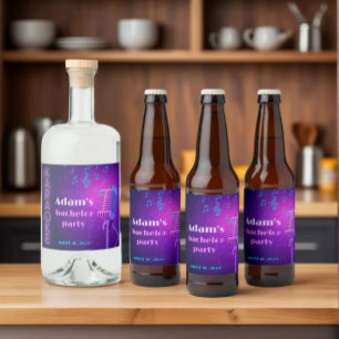 Custom Neon Karaoke Night Bachelor Party  Liquor Bottle Label