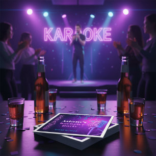 Custom Neon Karaoke Night Bachelor Party  Napkin