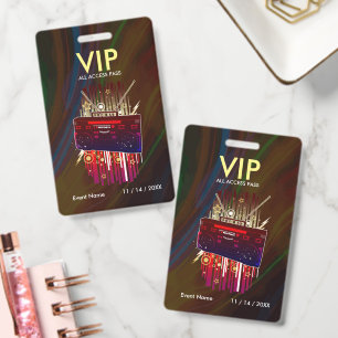 Custom Neon Light Streak VIP Pass For Event Access ID Badge