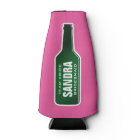 Custom neon pink bottle cooler for team bride