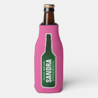 Custom neon pink bottle cooler for team bride