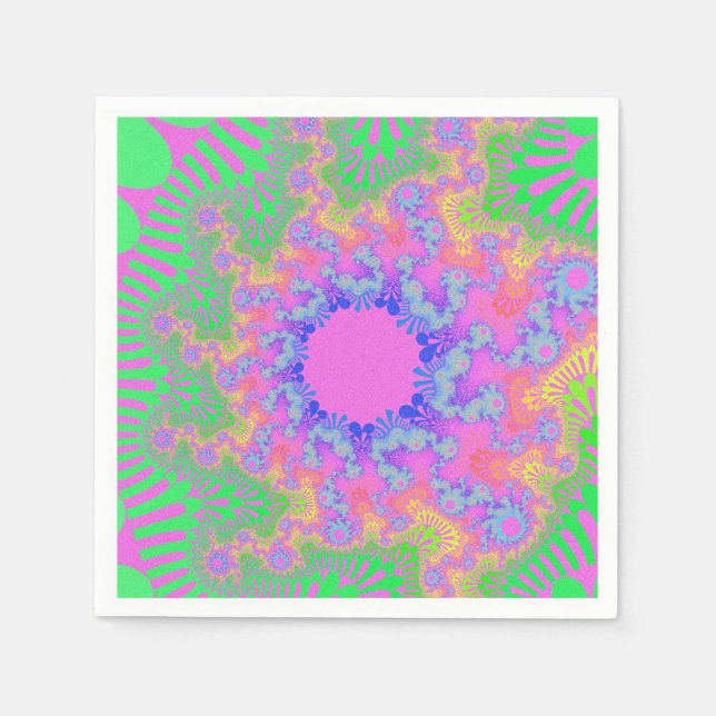 Custom Neon Rainbow Sunburst Paper Napkins (Front)
