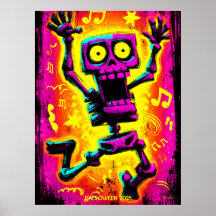 Custom Neon Skeleton Retro Halloween Design