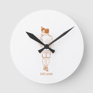 Custom Neon World Cup Dad & Daughter Round Clock