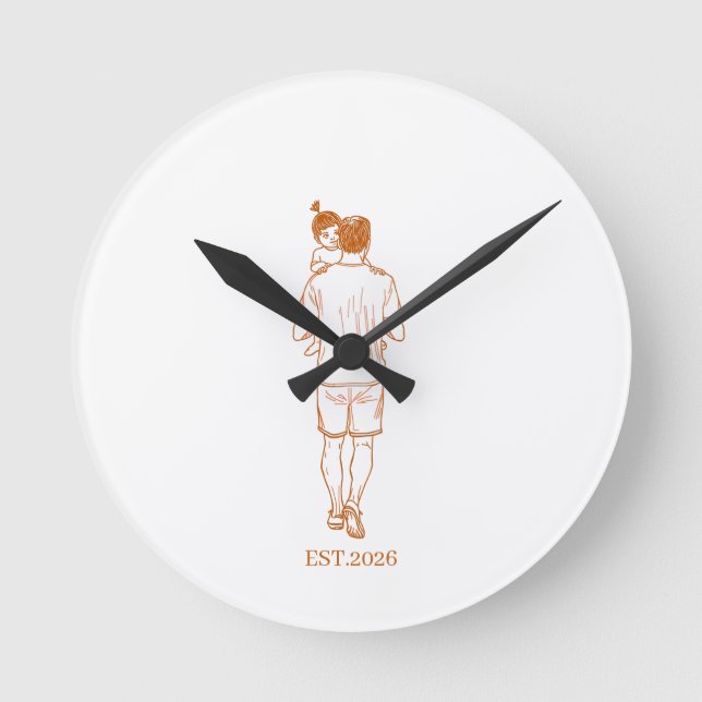 Custom Neon World Cup Dad & Daughter Round Clock (Front)