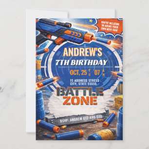 Custom Nerf Birthday for kid Invitation