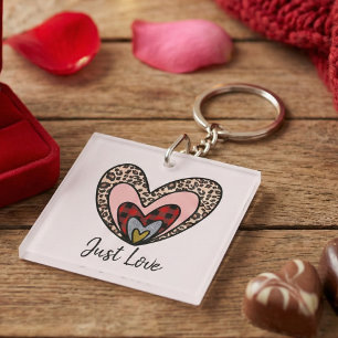 Custom Nested Hearts Keychain – Just Love