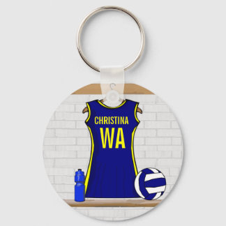 Custom Netball Uniform Navy yellow Key Ring