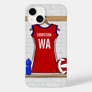 Custom Netball Uniform Red with Blue and White Case-Mate iPhone 14 Case