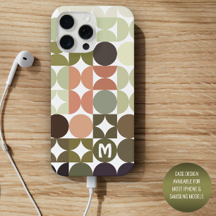 Custom Neutral Tan Olive Green Black Retro Pattern iPhone 16 Pro Max Case