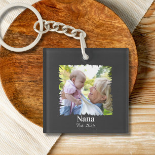 Custom New Grandmother Photo Est. Year Key Ring