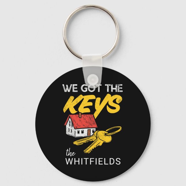 Custom New Home Owners Matching Housewarming Party Key Ring (Front)