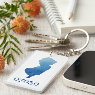 Custom New Jersey State Shape Zip Code New Home Key Ring