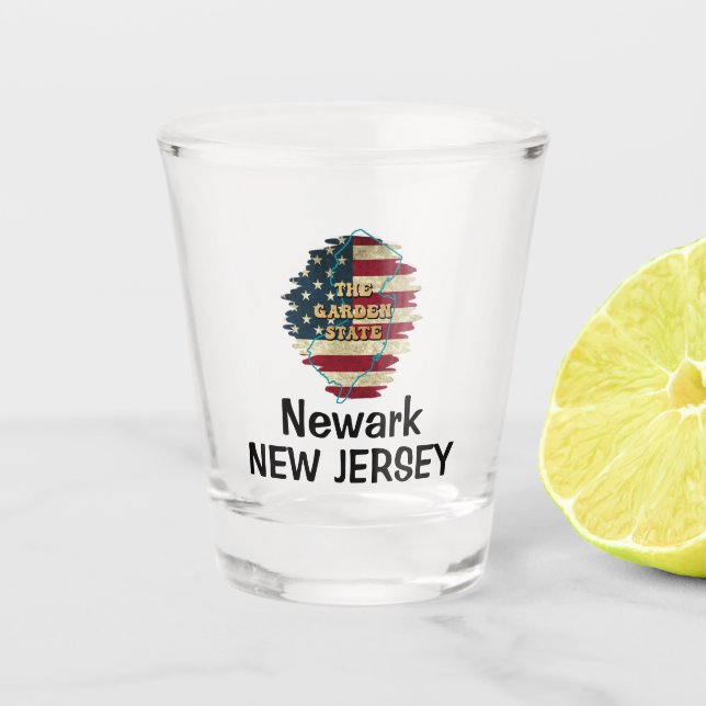 Custom New Jersey State  Shot Glass (Front)