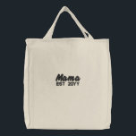 Custom New Mama Established Mum Est Year Mum Mummy Embroidered Tote Bag<br><div class="desc">Custom New Mama Est Totebag,  Customisable Mum Mummy Mum Mother,  Mummy established Gift for her,  wife from husband embroidery establish,  Customised Momma Mother's Day Matching,  tote bag present couple partner,  Valentine's Embroider Father Him Dad,  your Birthday Christmas Baby Boy,  Girl His Birth Anniversary Personalised,  Son Daughter Personalised with date</div>