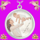 Custom New Mum & New Baby Photo First Mother's Day Silver Plated Necklace<br><div class="desc">Custom New Mum & New Baby Photo First Mother's Day Silver Plated Necklace This is the perfect personalised new mum and new born baby photo silver plated rounded locket necklace gifts for first mother’s day. This is the awesome locket gift for new mum and new born baby photo for every...</div>