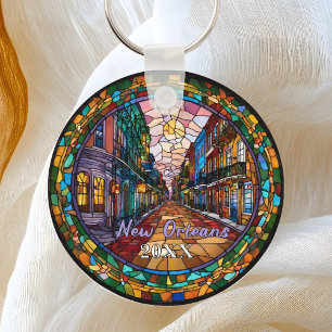 Custom New Orleans Bourbon Street Dated  Key Ring