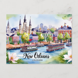 Custom New Orleans Louisiana Travel Art Vintage Po Postcard
