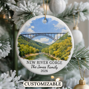 Custom New River Gorge National Park West Virginia Ceramic Tree Decoration