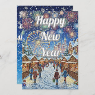 Custom New Year's design with blue sky Holiday Card