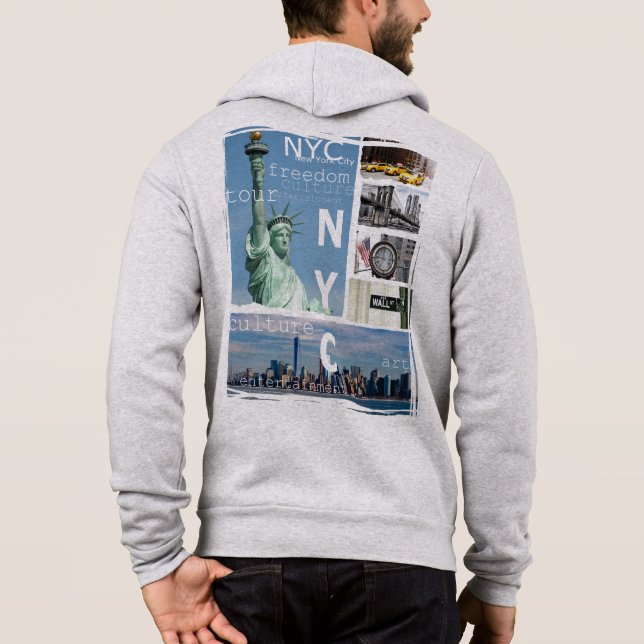 Custom New York City Liberty Statue Nyc Manhattan Hoodie (Back)