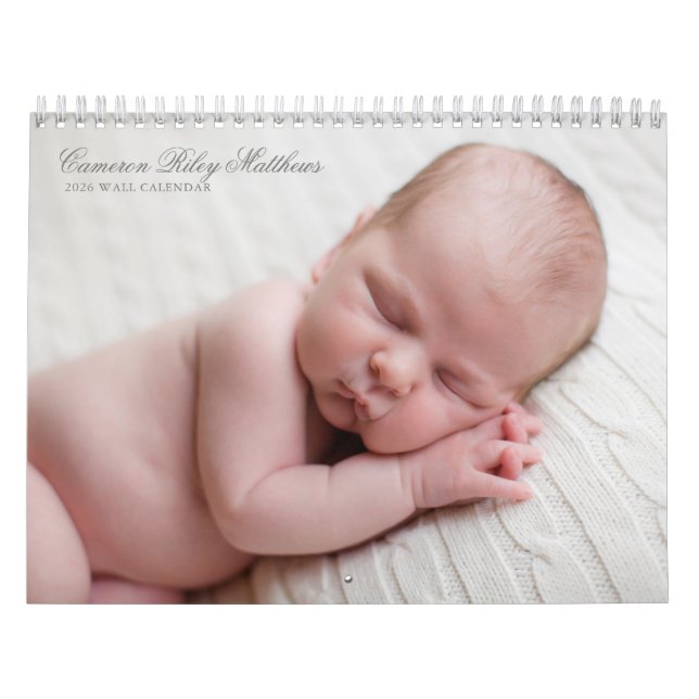 Custom Newborn Add Your Baby Photos 2026 Wall Calendar (Cover)