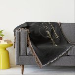 Custom Newlywed Couple Anniversary Wedding Gift Throw Blanket<br><div class="desc">Custom, personalised, classy, elegant, modern, black, faux golden typography / script / font, wedding / anniversary, luxurious, all-season woven throw blanket. Simply type in the monogram / initial, bride and groom's or wife and husband's names, and the wedding date, to customise. Elegant, classy, luxurious woven throw blanket, for the newly...</div>