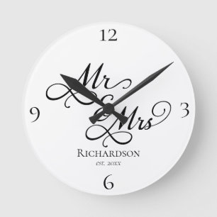 Custom Newlywed Couple Mr and Mrs Clock