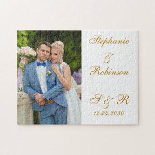 Custom Newlywed Photo Monogram Wedding Gift  Jigsaw Puzzle