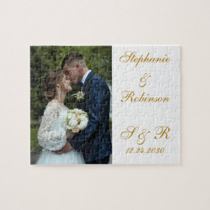 Custom Newlywed Photo Monogram Wedding Gift Jigsaw Puzzle