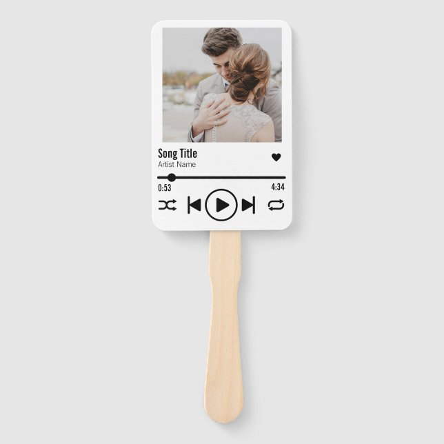 Custom Newlywed Photo Song Playlist Thank You Hand Fan (Front)