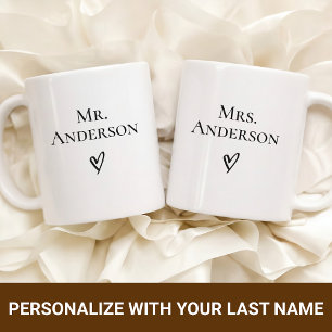 Custom Newlyweds Last Name Mug, Wedding Wife Gift Coffee Mug