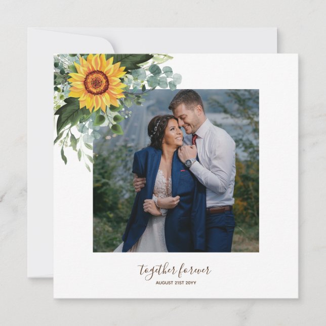 Custom Newlyweds Rustic Sunflowers Eucalyptus Leaf (Front)