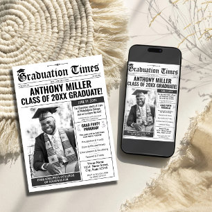 Custom Newspaper Graduation Invite Announcement