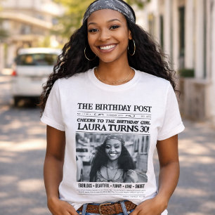 Custom Newspaper Shirt, Fun Personalised Birthday T-Shirt