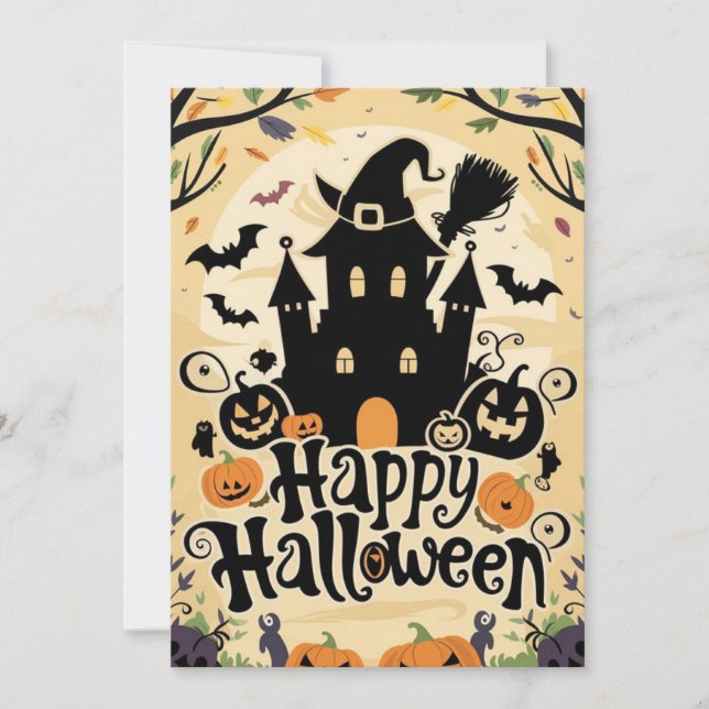 Custom Night Happy Halloween Holiday Card (Front)