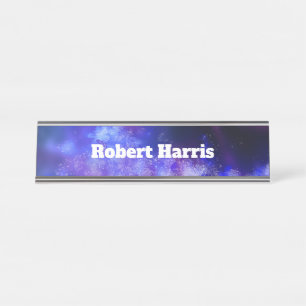 Custom Night Sky  Blue Sapphire  Desk Name Plate