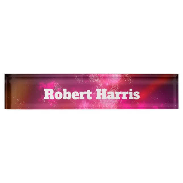 Custom Night Sky Pink Flare  Nameplate (Front)