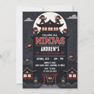 Custom Ninja boy Warrior birthday Party  Invitation