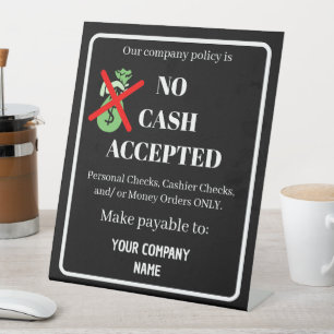 Custom No Cash Accepted Business Modern Black Pedestal Sign