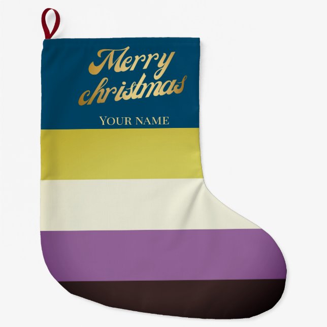 Custom non-binary pride flag Christmas Stocking  (Front)