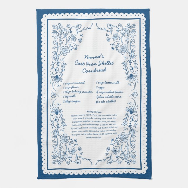 Custom Nonna’s Recipe Keepsake Tea Towel (Vertical)