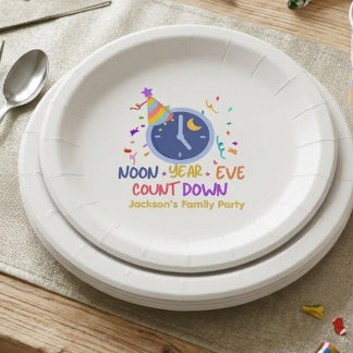 Custom Noon Year's Eve , Kids New Year countdown Paper Plate