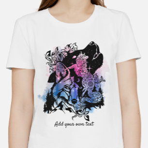 Custom North American Coyote Art Pink Purple Tri-Blend Shirt