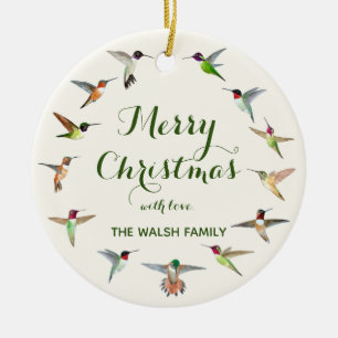 Custom North American Hummingbirds Ceramic Ornamen Tree Decoration