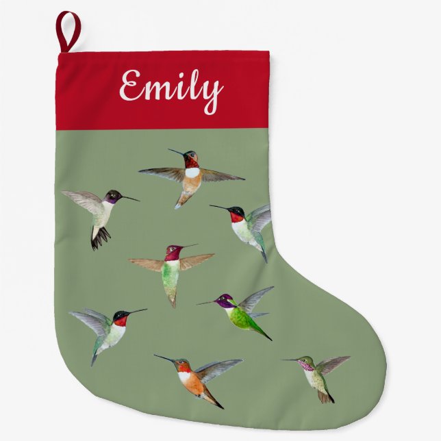 Custom North American Hummingbirds Large Christmas Large Christmas Stocking (Front)