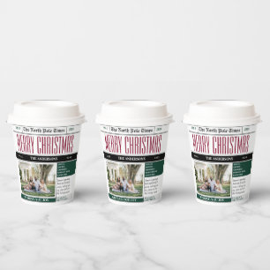 Custom North Pole Newspaper Christmas Photo Paper Cups