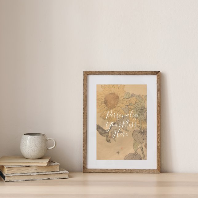 CUSTOM Nostalgic Sunflower & Bird Art Print  (Creator Uploaded)
